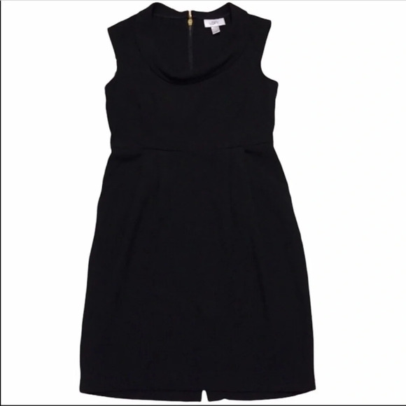 Loft Cowl Neck Exposed Zipper Black Midi Dress 2 - Picture 1 of 9